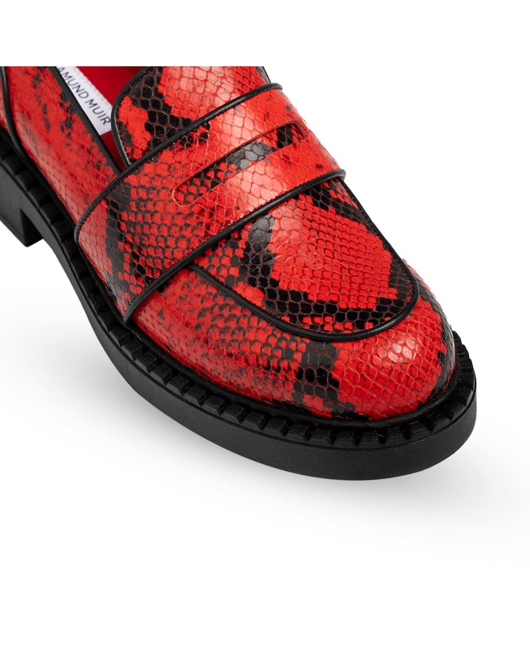 Rosamund Muir London Red Stratford & Snake Print Loafers