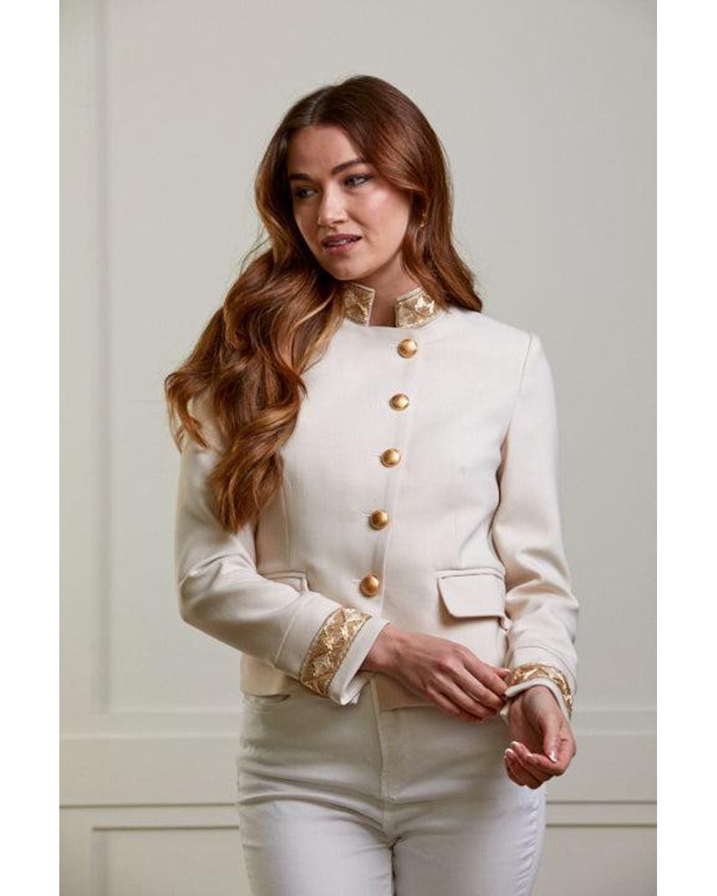 Guinea London White Neutrals Cream Military Style Blazer