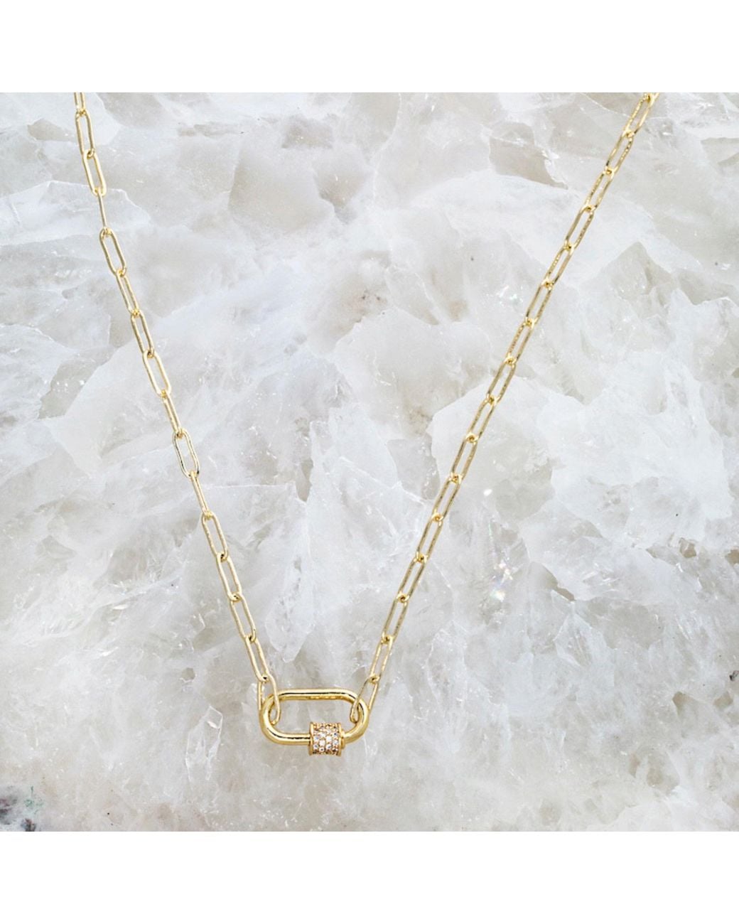 Native Gem Metallic Carabiner Necklace