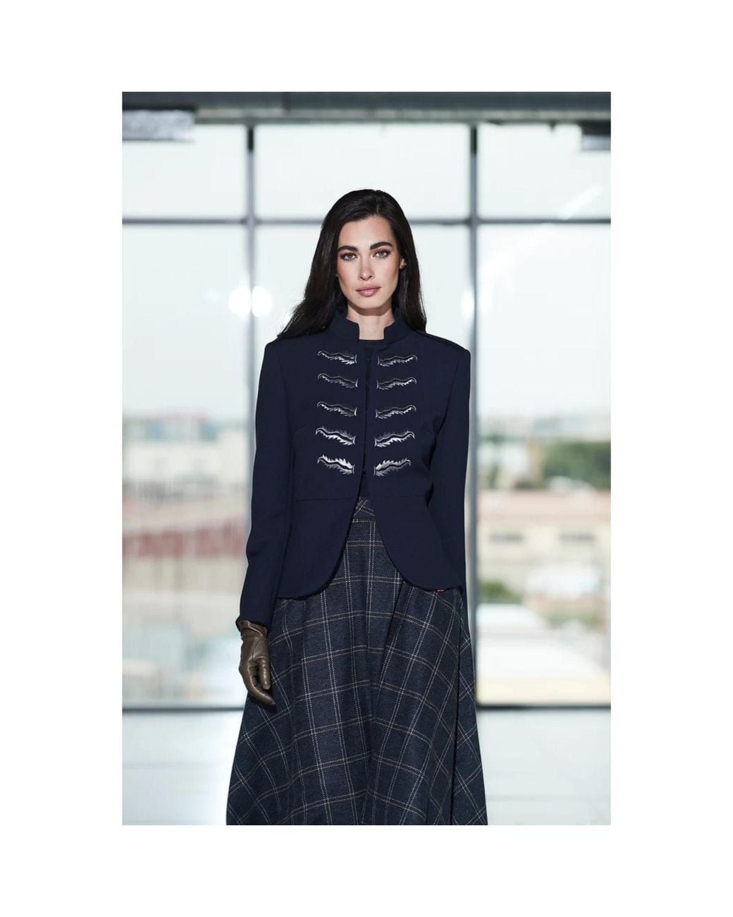 The Extreme Collection Blue Blazer With Mandarin Collar Extreme Prive