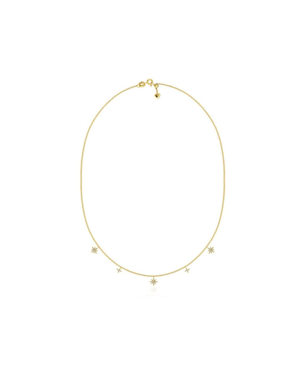 Genevieve Collection Metallic 18k Yellow Gold Star Shape Diamond Necklace Choker