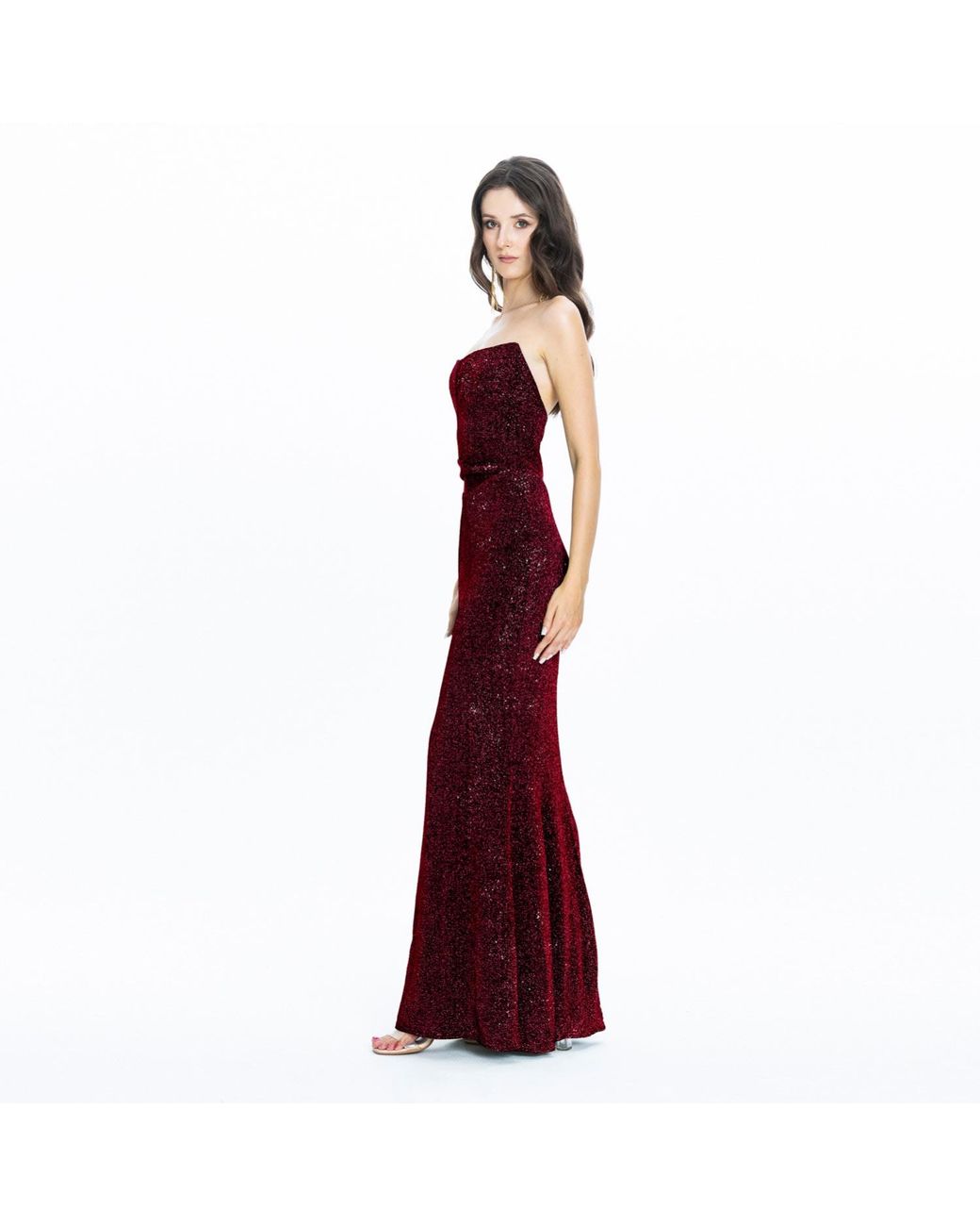 Angelika Jozefczyk Red Moon Shimmering Evening Gown Burgundy