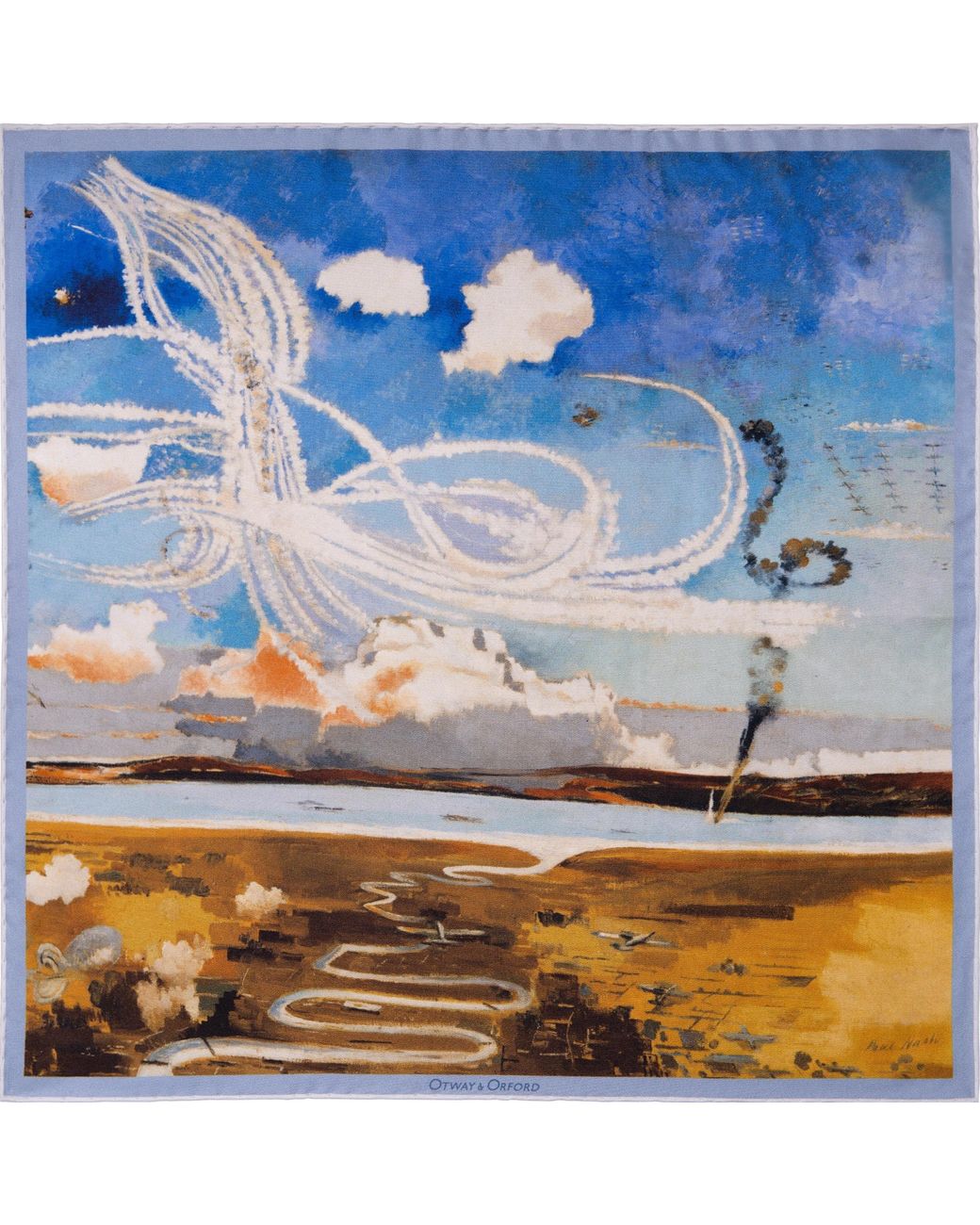 Otway & Orford Blue 'Battle Of Britain' Silk Pocket Square. Full Size for men