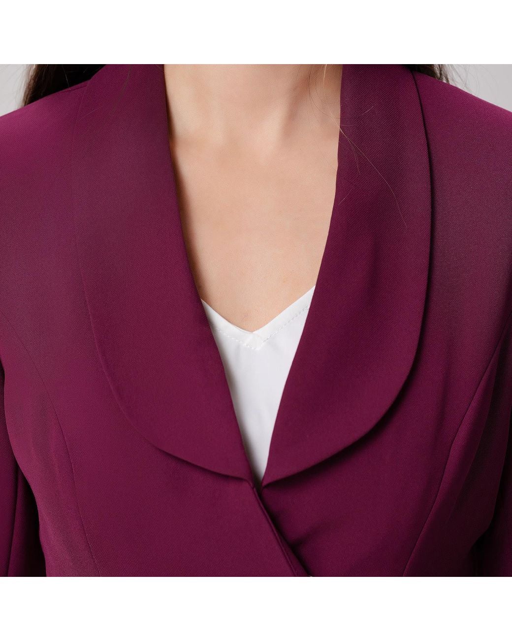 Smart and Joy Purple Long Tailor Knot On Waist Blazer