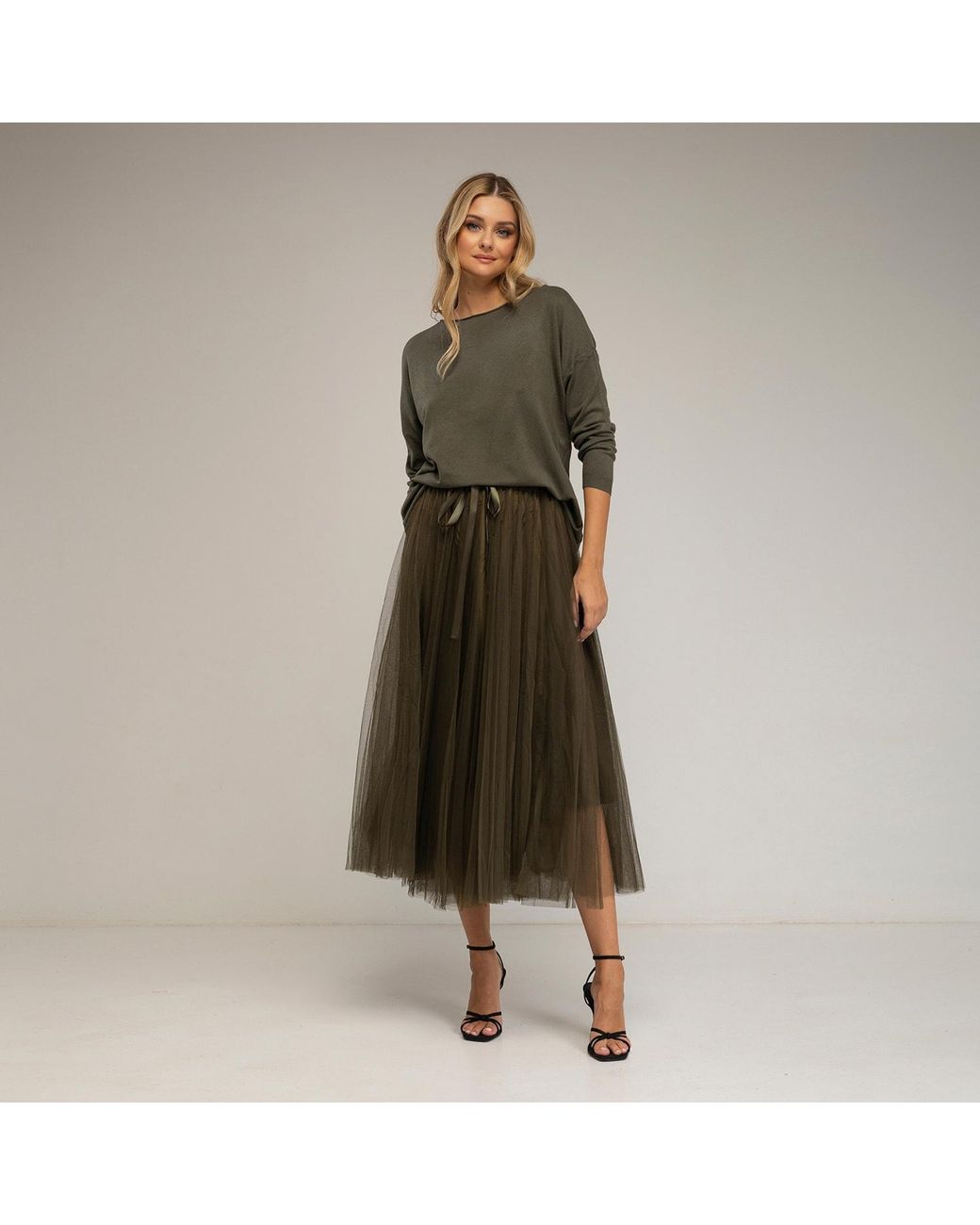 Tantra Spain Sl Brown Tulle Skirt With Multiple Layers And A-Line Cut With Elastic Waistband