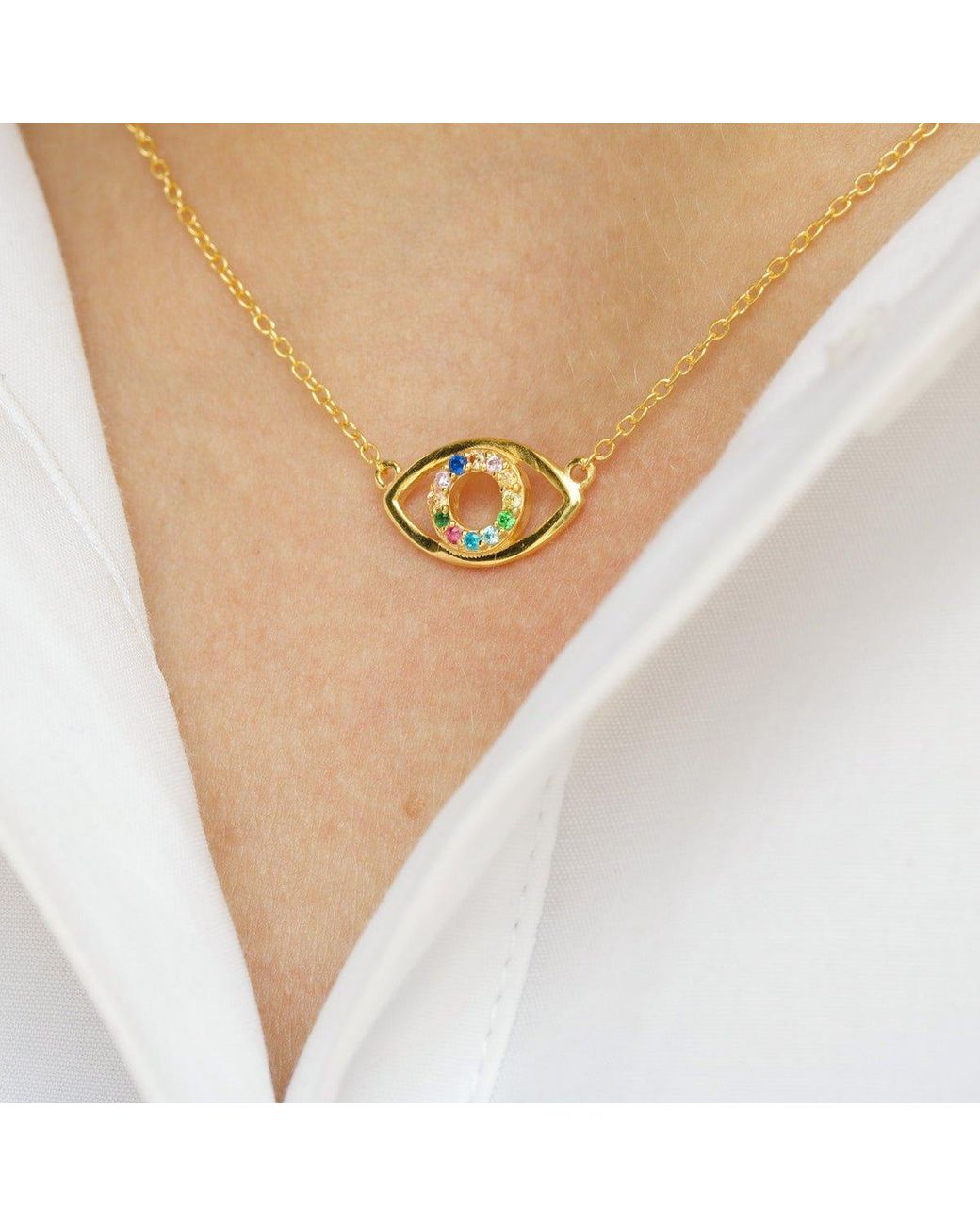 With Love Darling Metallic Eye Necklace Sterling