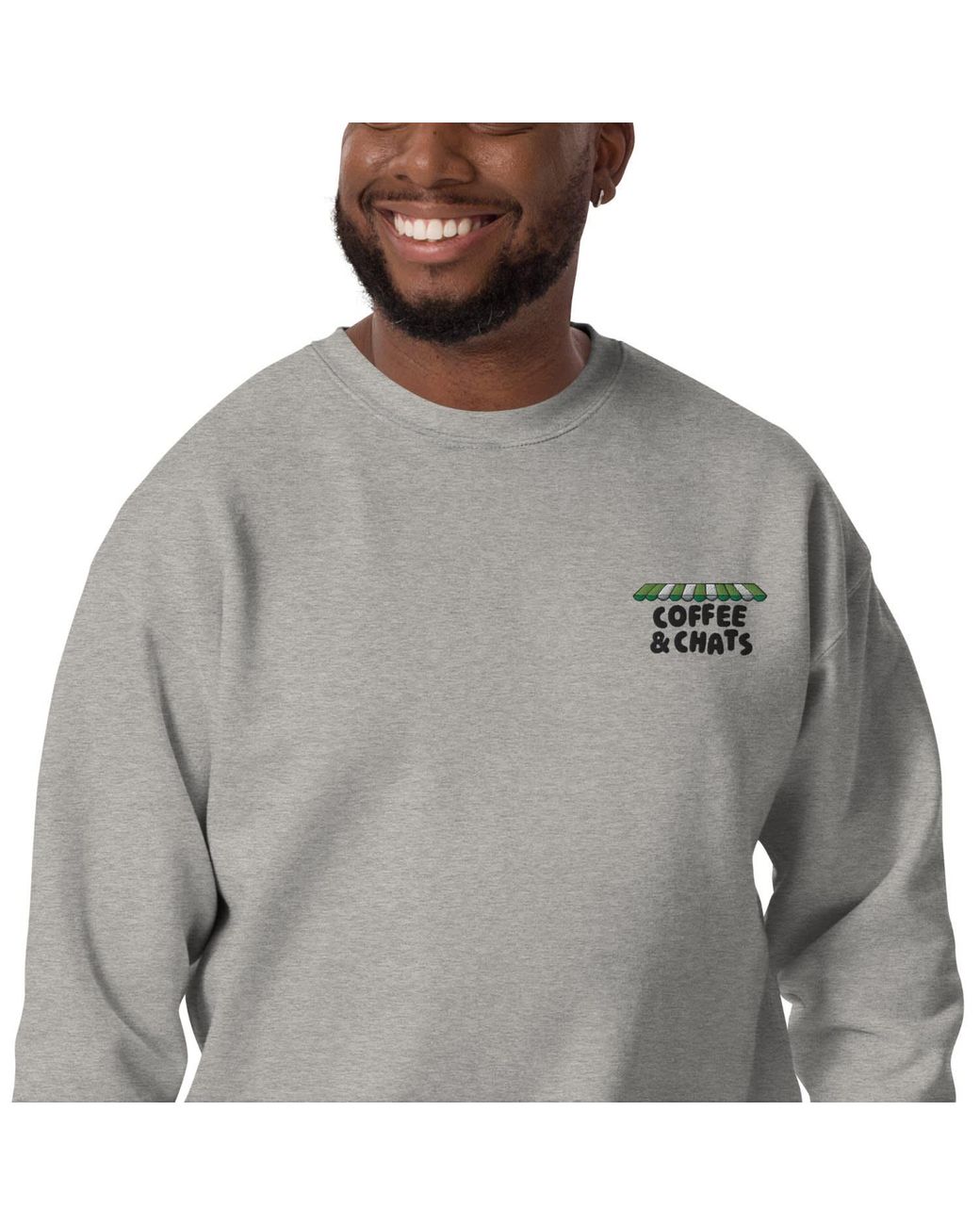 Anchor and Crew Gray Carbon Gustatory Coffee & Chats Cotton Blend Embroidered Sweatshirt for men