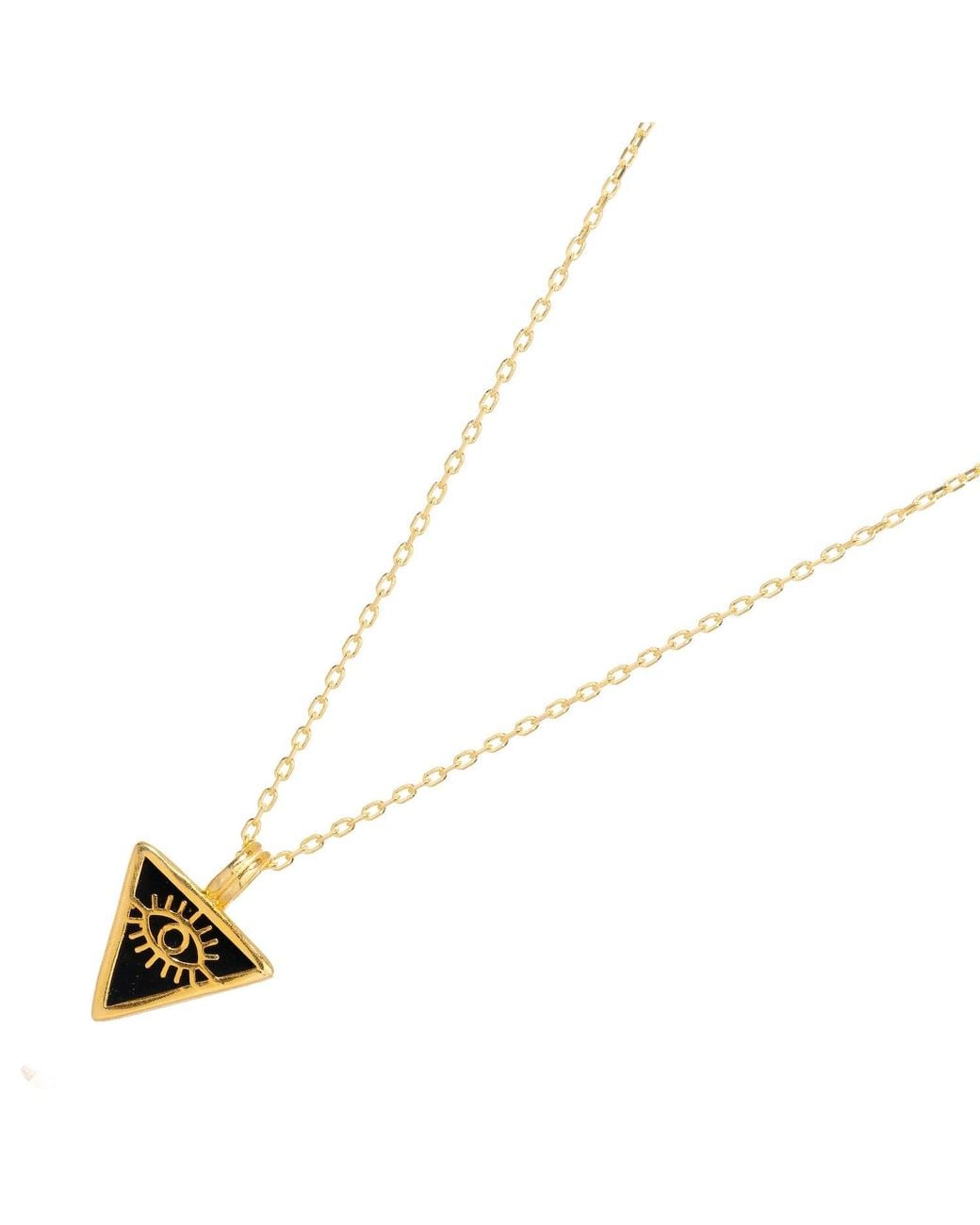 Ebru Jewelry Metallic Onyx & Triangle Pendant Evil Eye Talisman Necklace