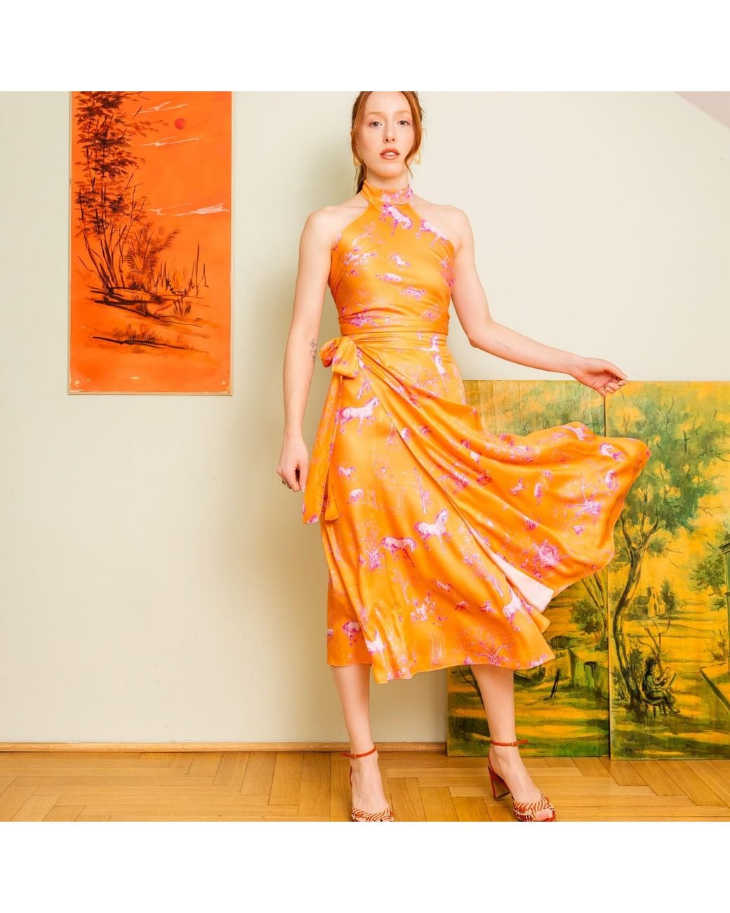 L’orangerie D’isabella Orange Lillies Skirt Toile De Jouy
