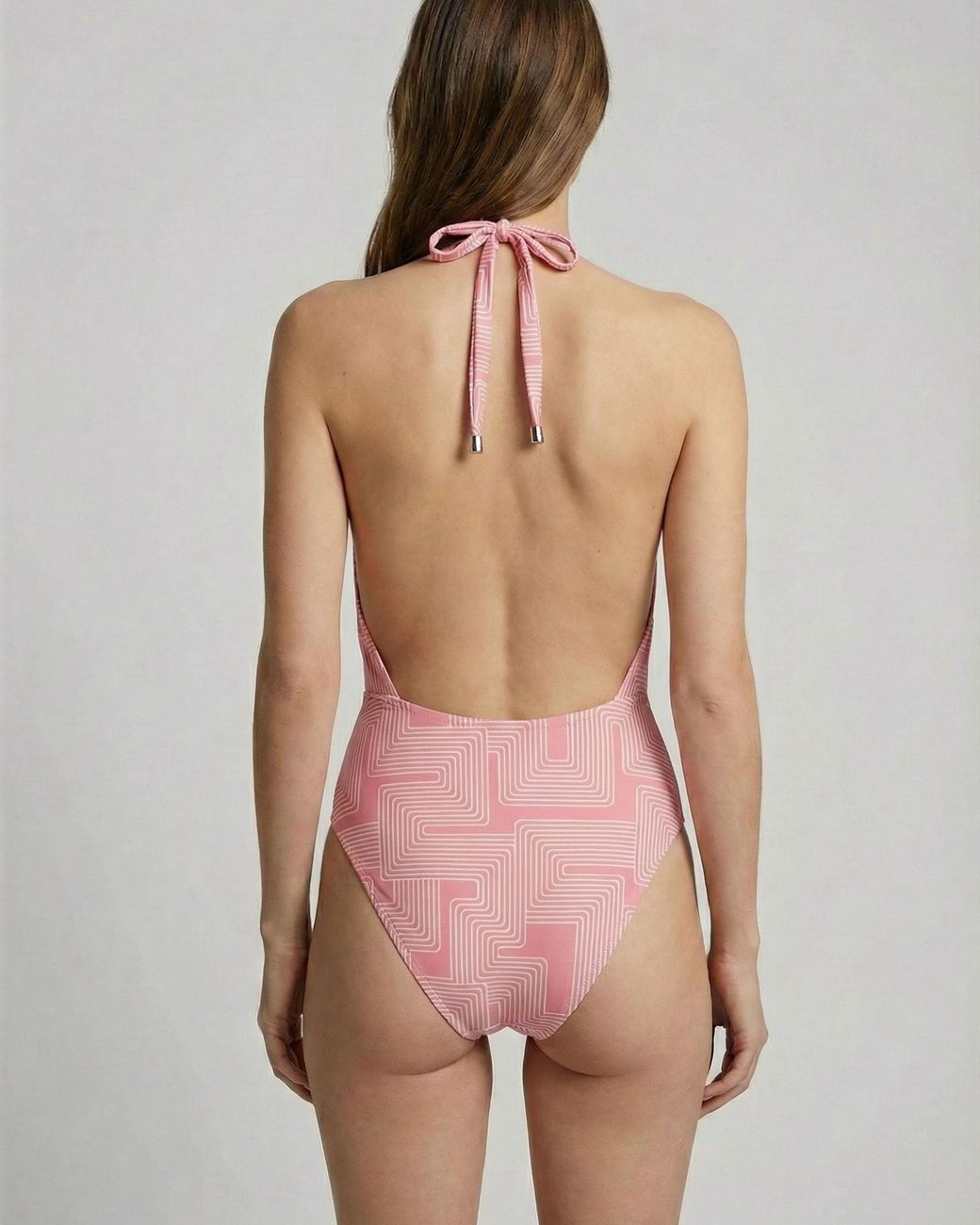 Lords of Harlech Pink Xena Inter Twine Coral Halter One-Piece Swimsuit