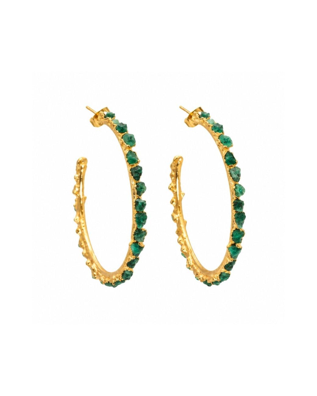 Lalinde Metallic Large Emerald Hoops