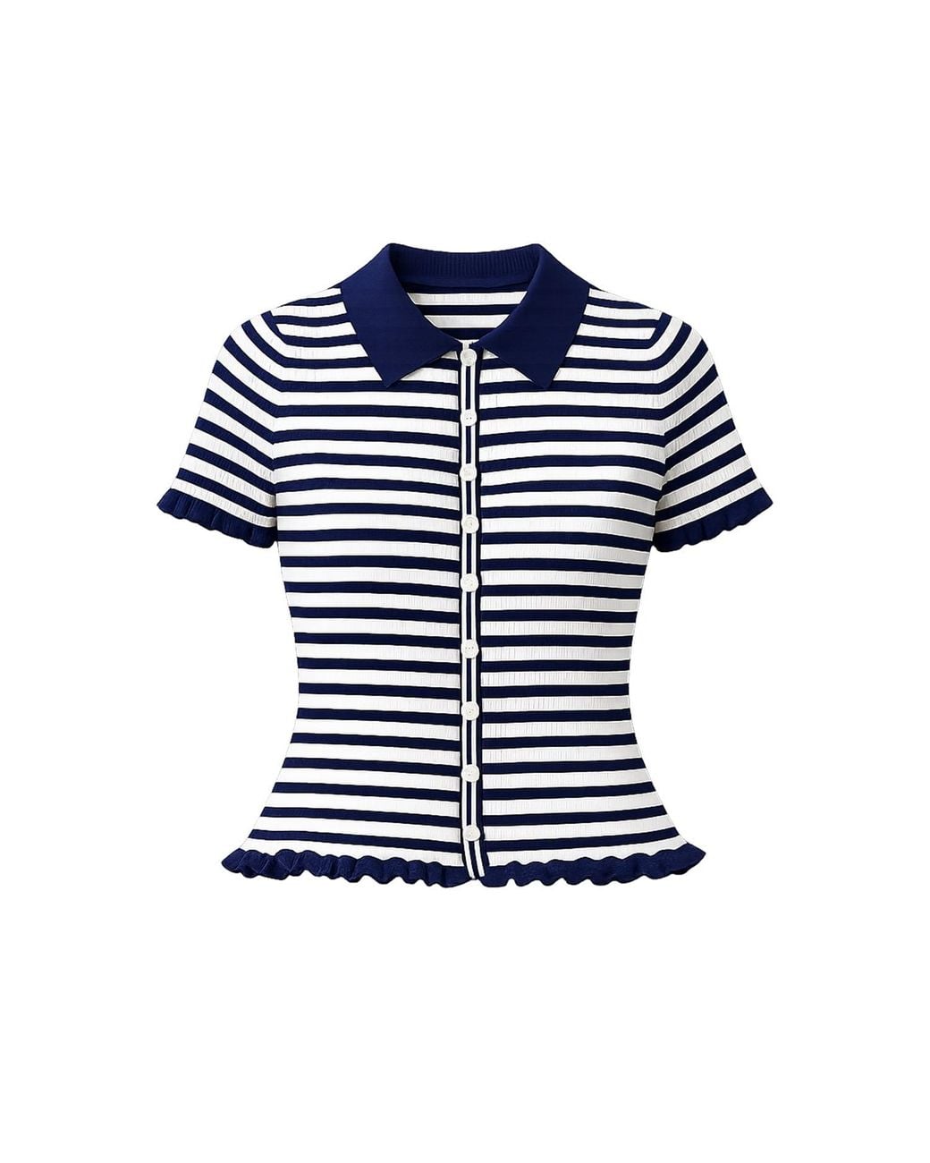 Yumi' Blue Nautical Striped Knitted Top