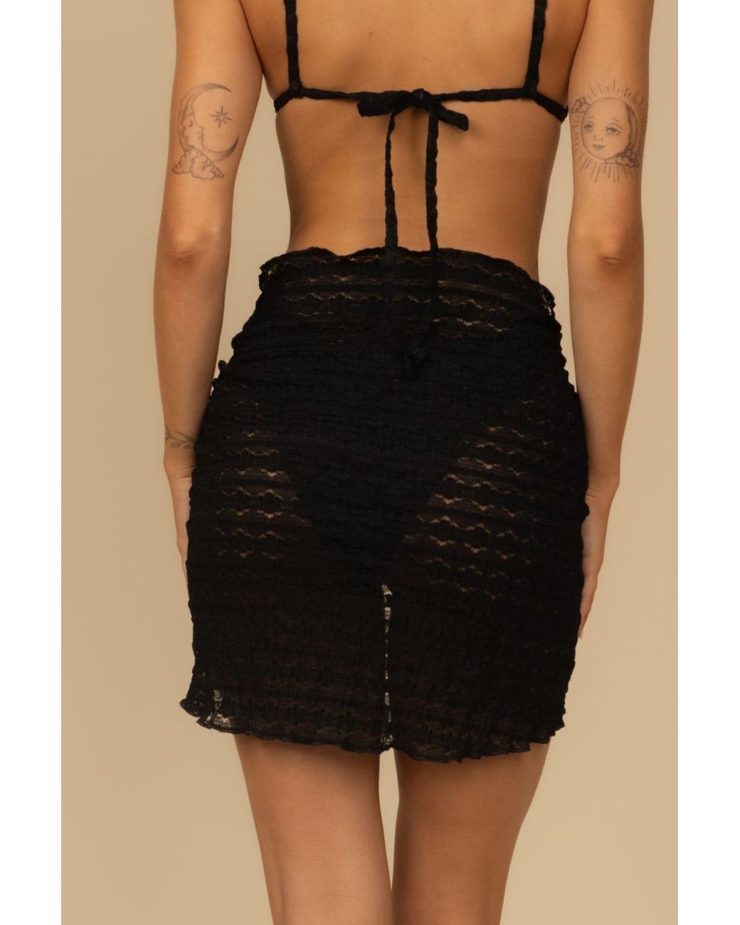 Montce Black Daisy Lace Sarong