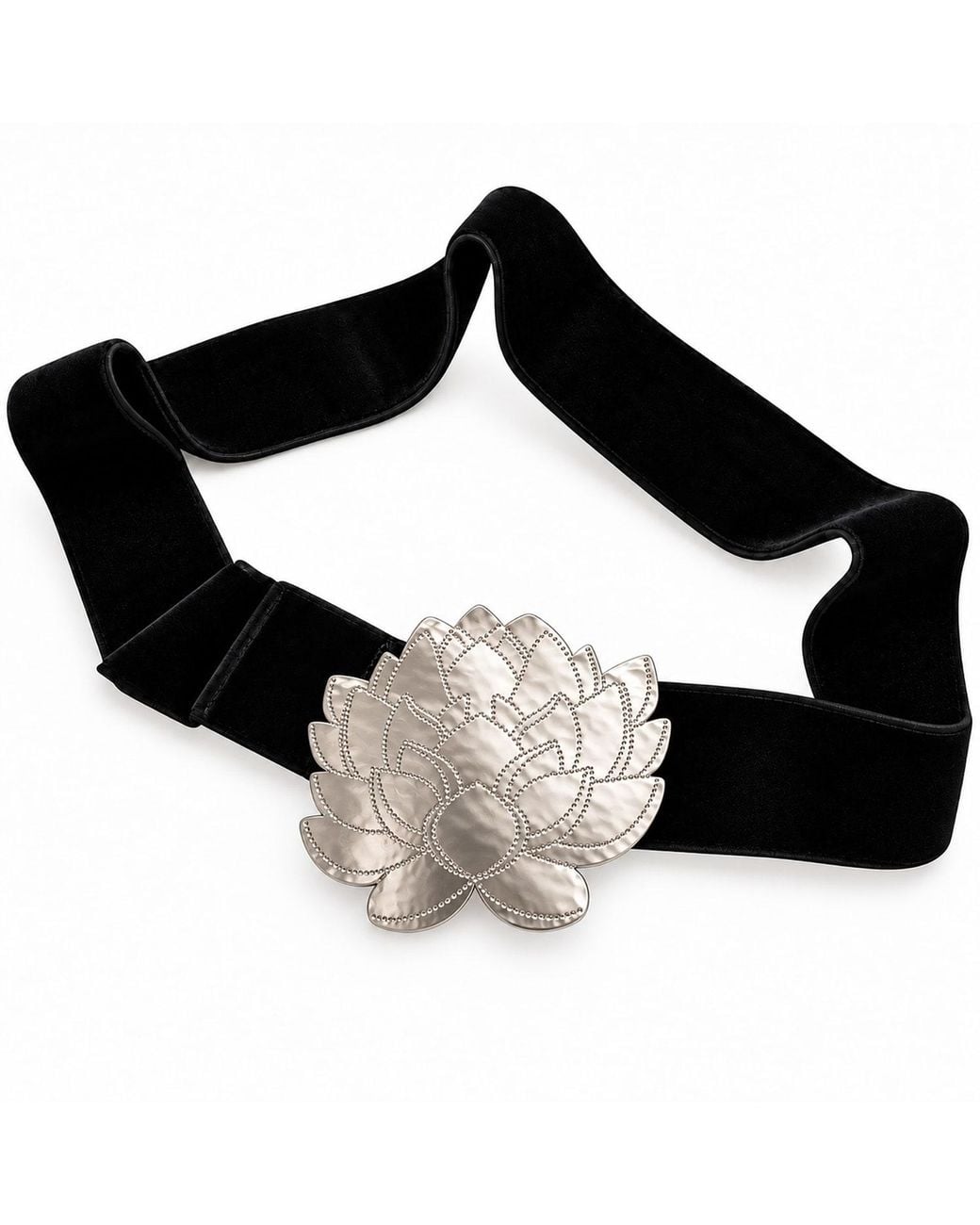 Rare Matters Jewelry Black Artisan Hammered Lotus Jewel Belt