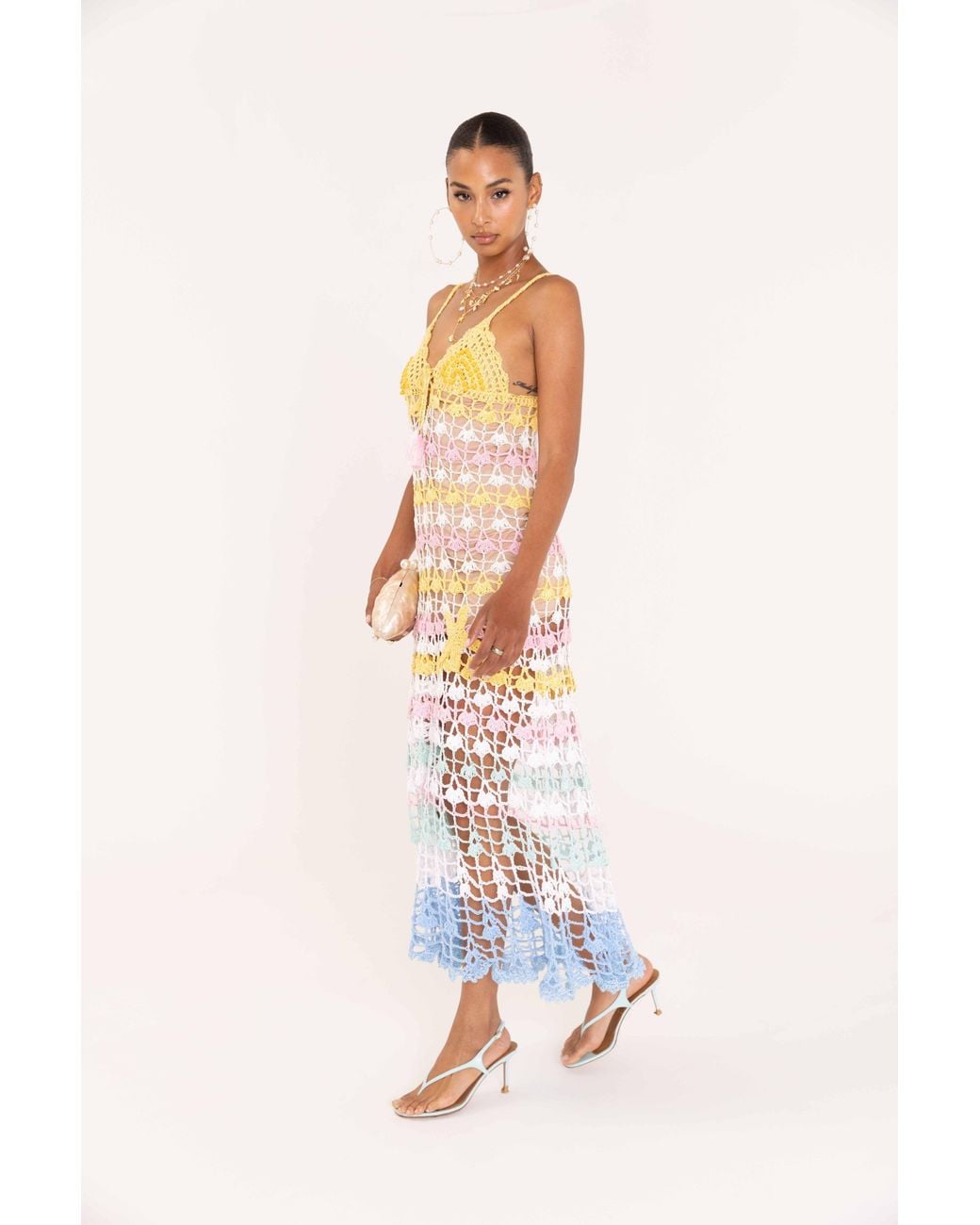 Andreeva White Flower Handmade Maxi Crochet Dress
