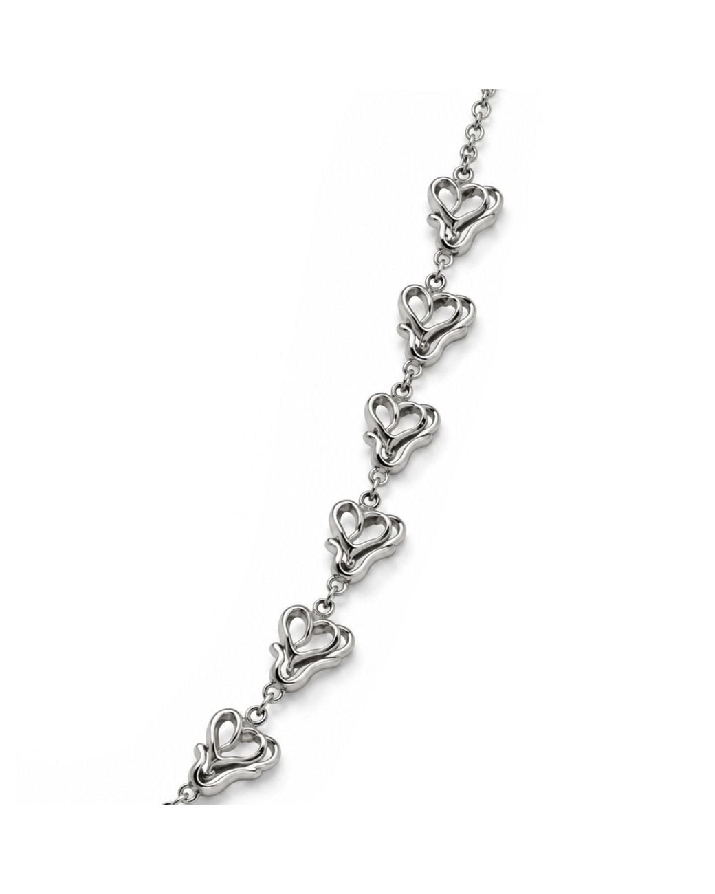Unaloe Metallic Sculptural Heart Link Necklace – Sterling