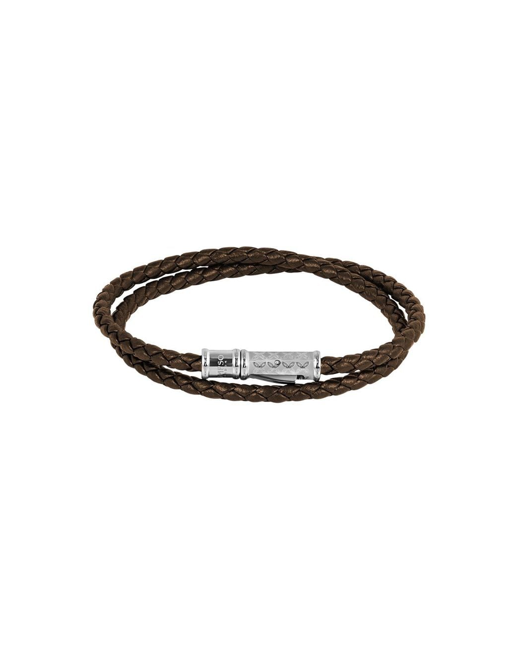 Tateossian Brown Thompson Lucky Clover Double Wrap Bracelet for men