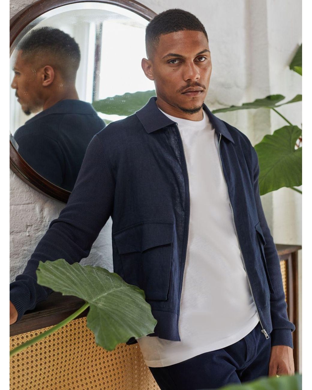 Guards London Blue Carter Linen & Knitted Casual Jacket for men