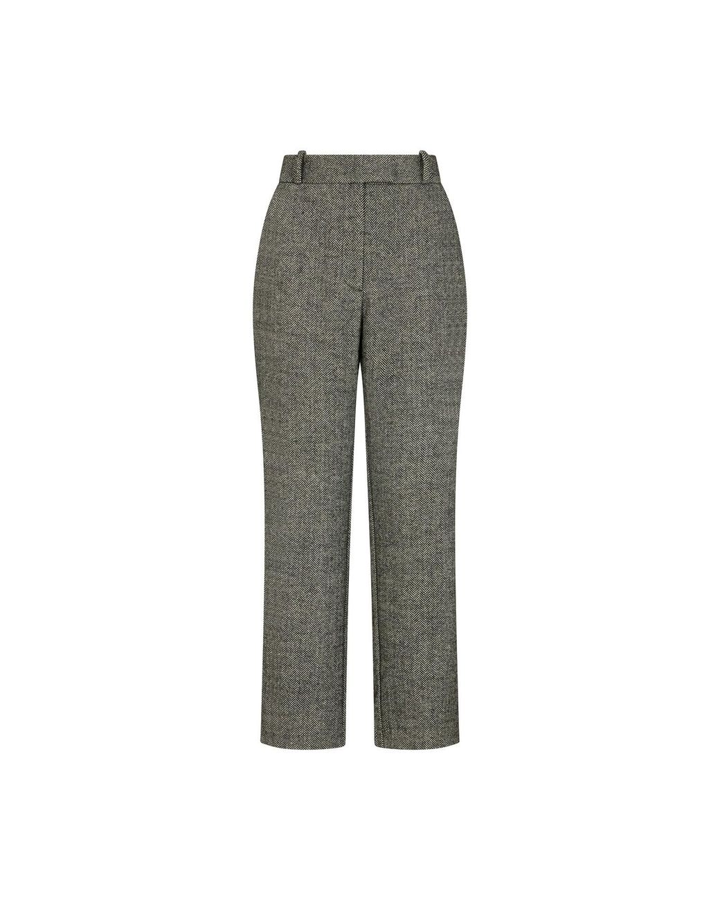 Lily and Lionel Gray Pandora Tapered Herringbone Print Trouser
