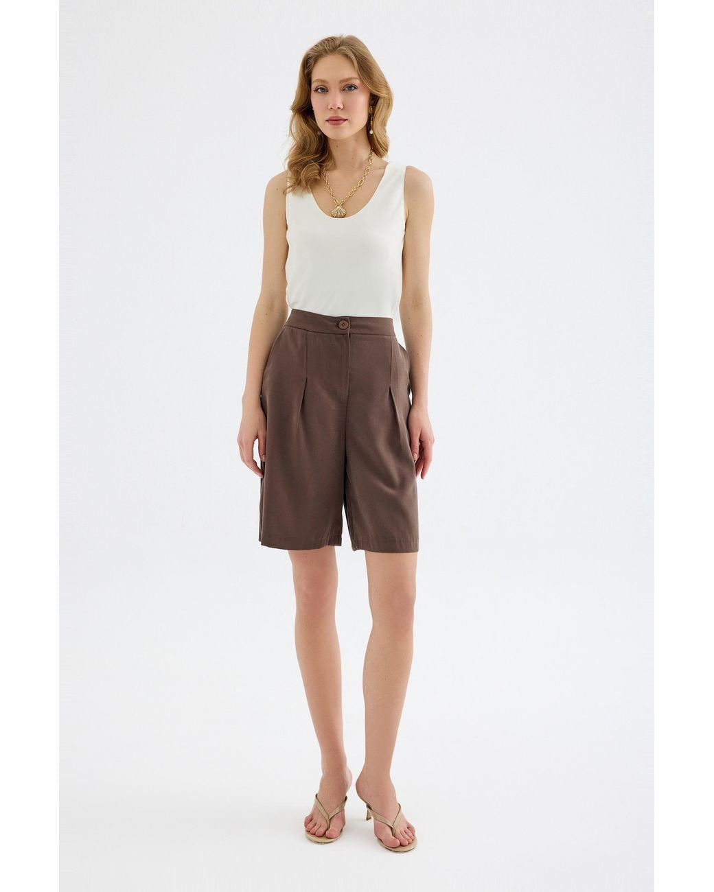 Monlicia Brown Vera Tencel Bermuda Short