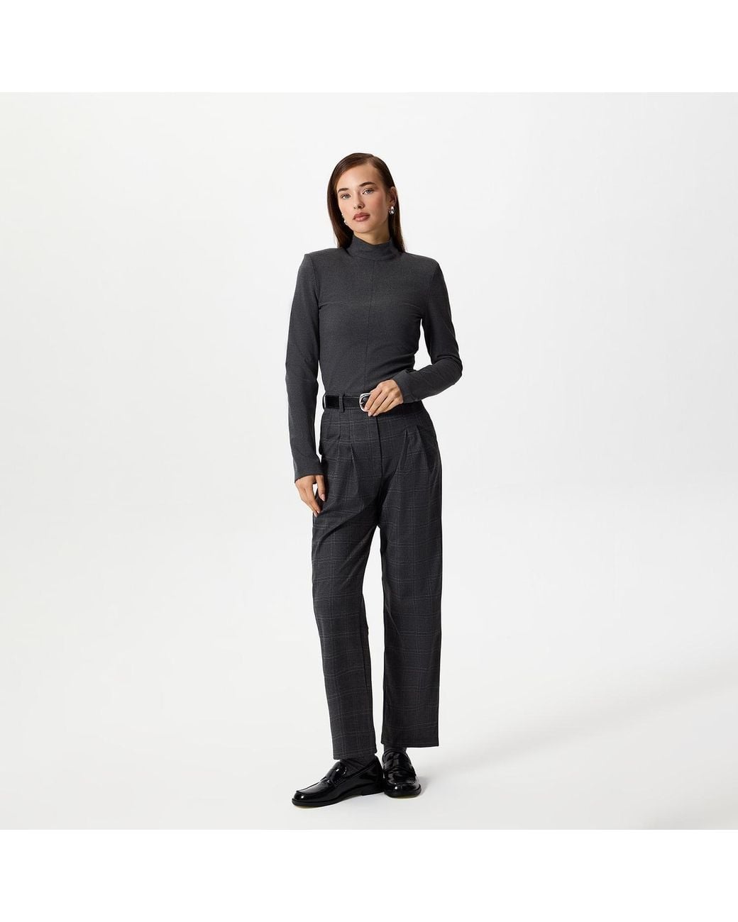 Thisisu Collection Black Romy Pleated Plaid Trousers – Dark
