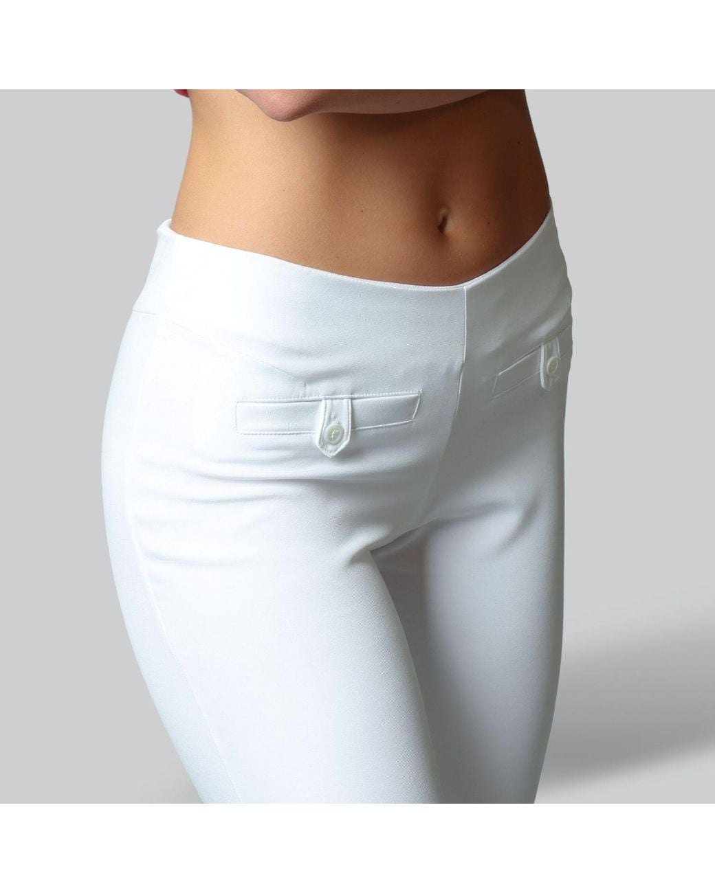 Love and Nostalgia White The Motor Running Loop And Button Front Pant
