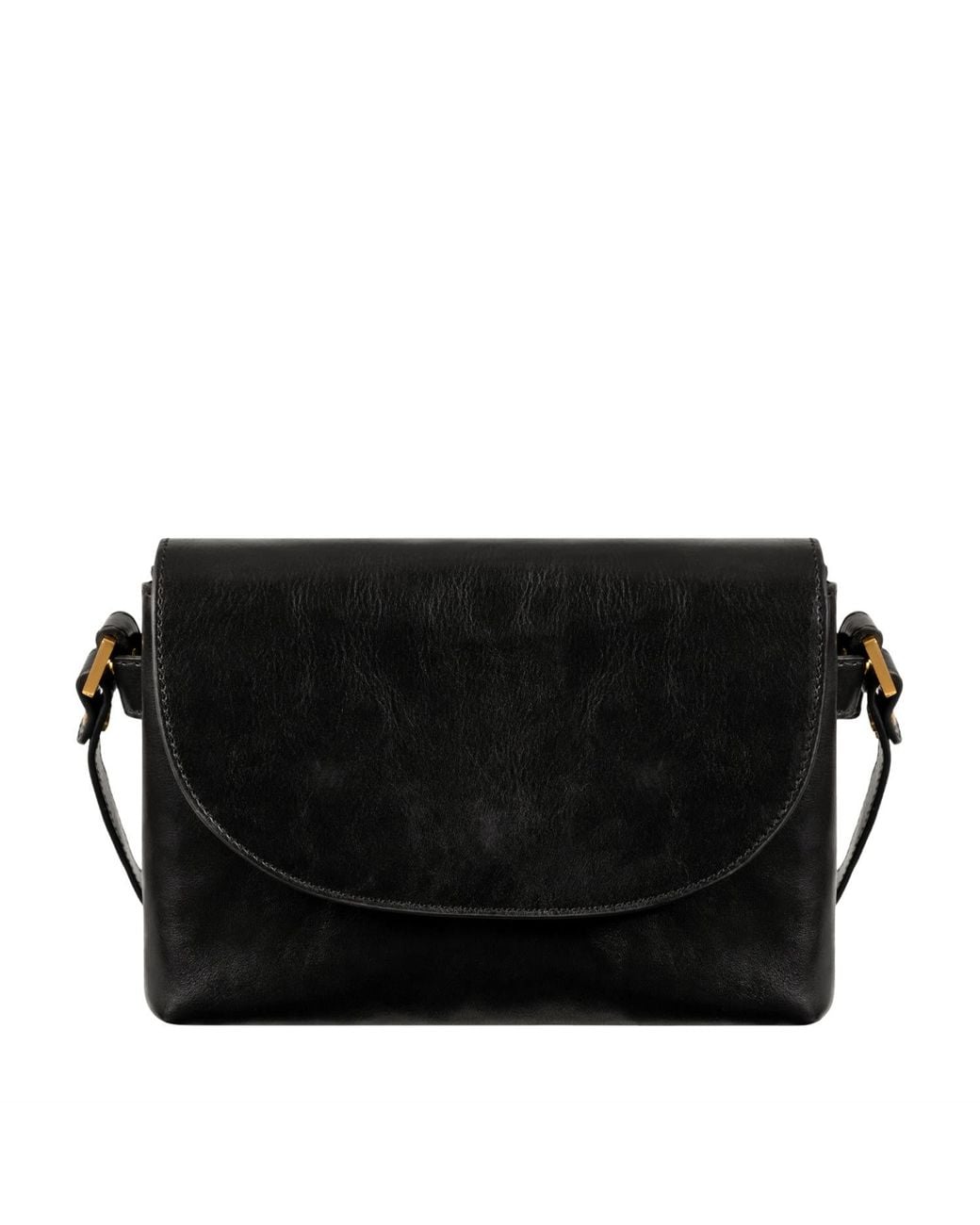 Time Resistance Black Leather Cross Body Bag For