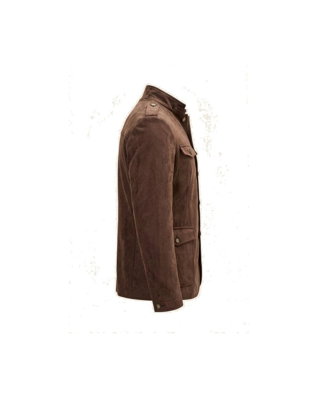 Ron Tomson Brown Microsuede Lightweight Safari Jacket for men