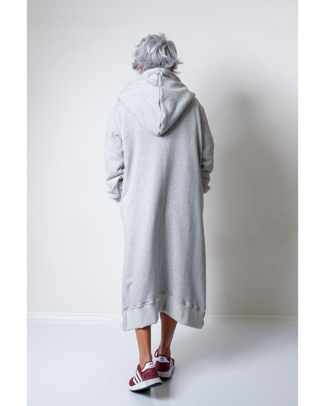 Clothes by Locker Room Gray Long Oversized Asymmetrical Casual Hoodie Sweatshirt