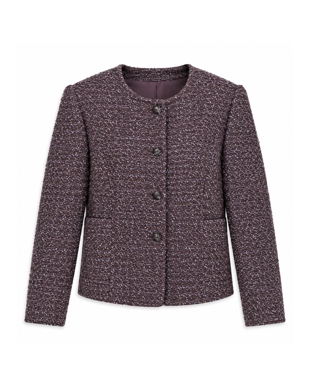 Stovaria Purple Handwoven Textured Wool Winter Jacket