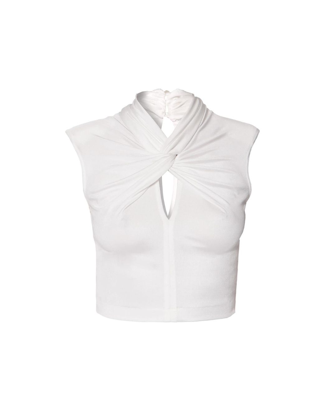 AGGI by HALEWSKI White Ada Pearl Sleeveless Crop Top