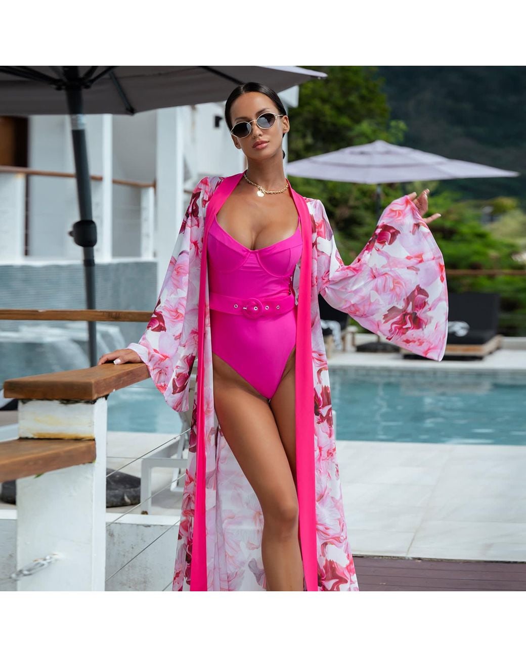 Ak Royalty Resortwear Red Carol Kimono Cypress