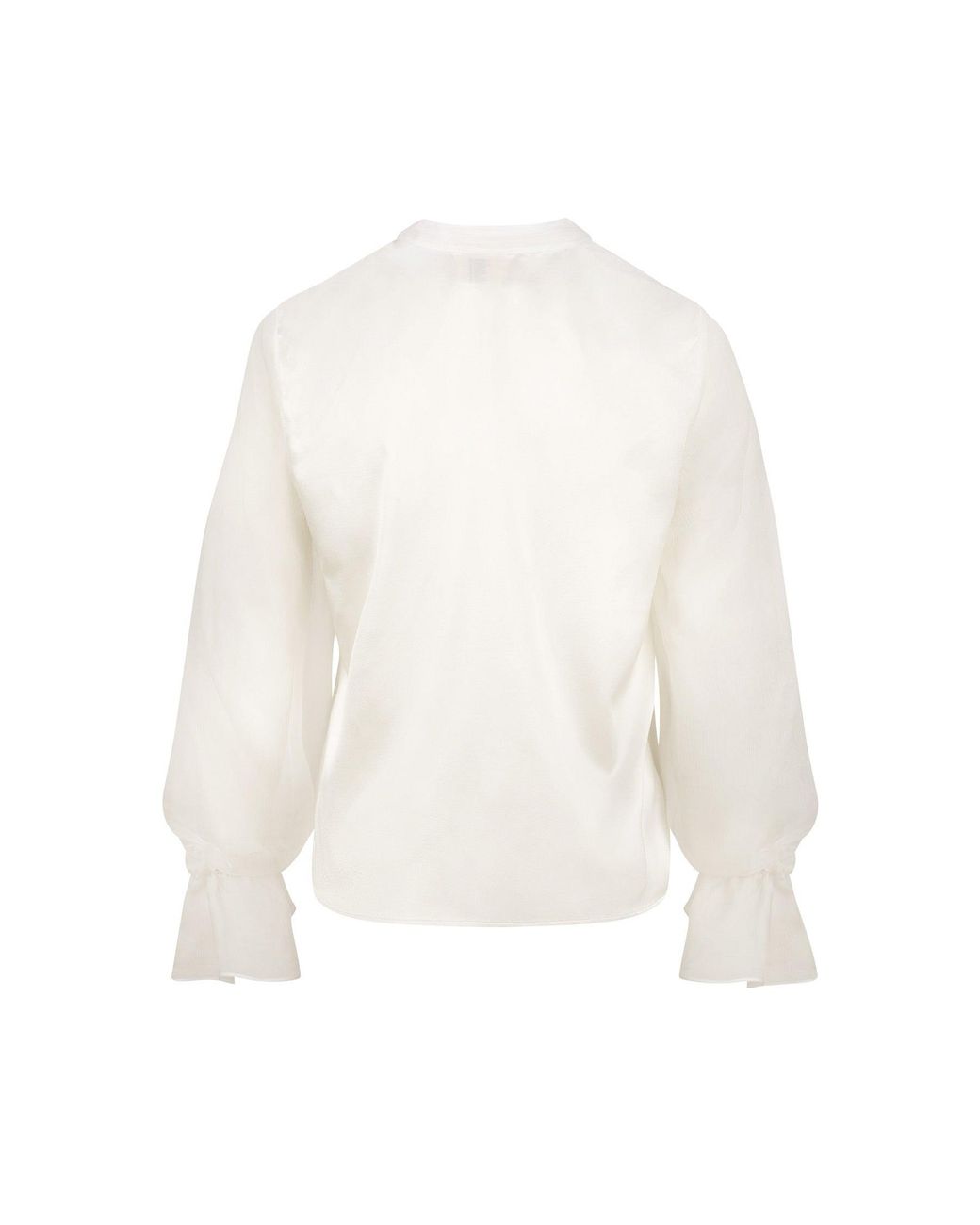 Gunda Hafner Ltd White Cream Silk Blouse With Sheer Sleeve
