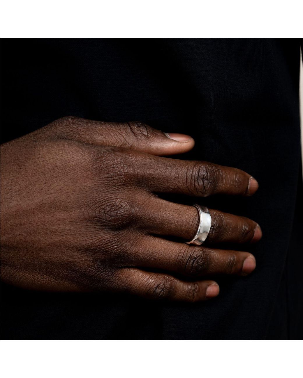 Dower & Hall Metallic Wide Waterfall Ring for men