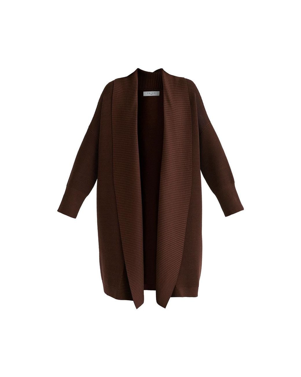 Paisie Brown Draped Collar Ribbed Cardigan