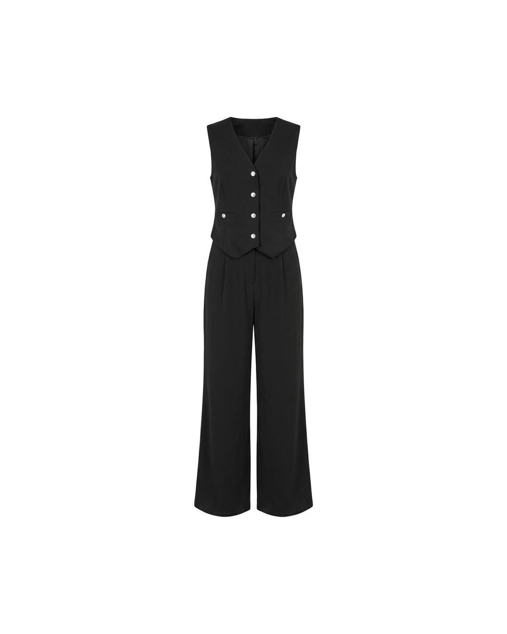 Yumi' Black Waistcoat Style Jumpsuit