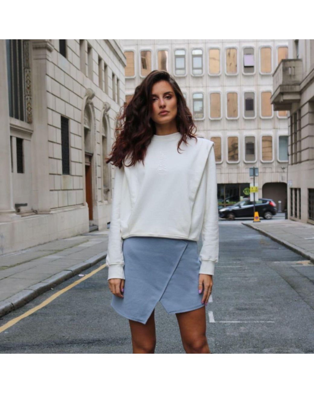 Mimhi Maison Blue Kaia Wrap Mini Skirt – Light
