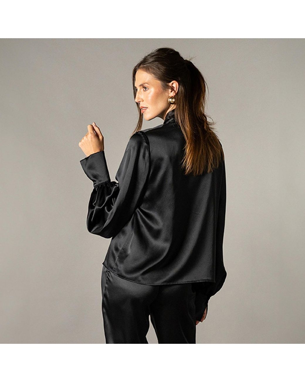 The Summer Edit Black Kat Pussybow Blouse