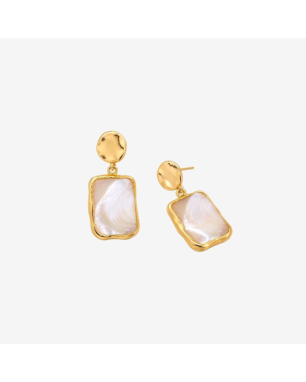 Uchi and Soto Metallic Shinju Mother Of Pearl Square Drop Earrings