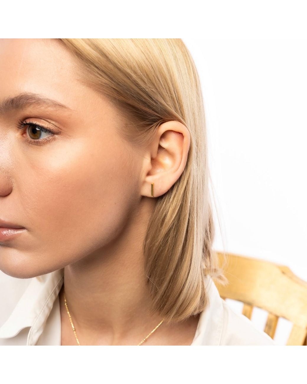Spero London Metallic Bar Stud Plain Earring Sterling