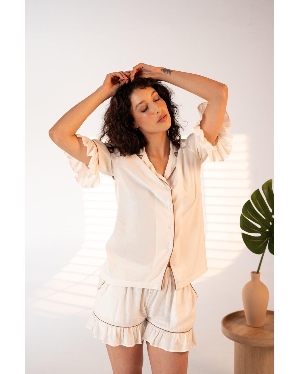 Carolina Benoit White Daynaps Short Sleeves Pajama