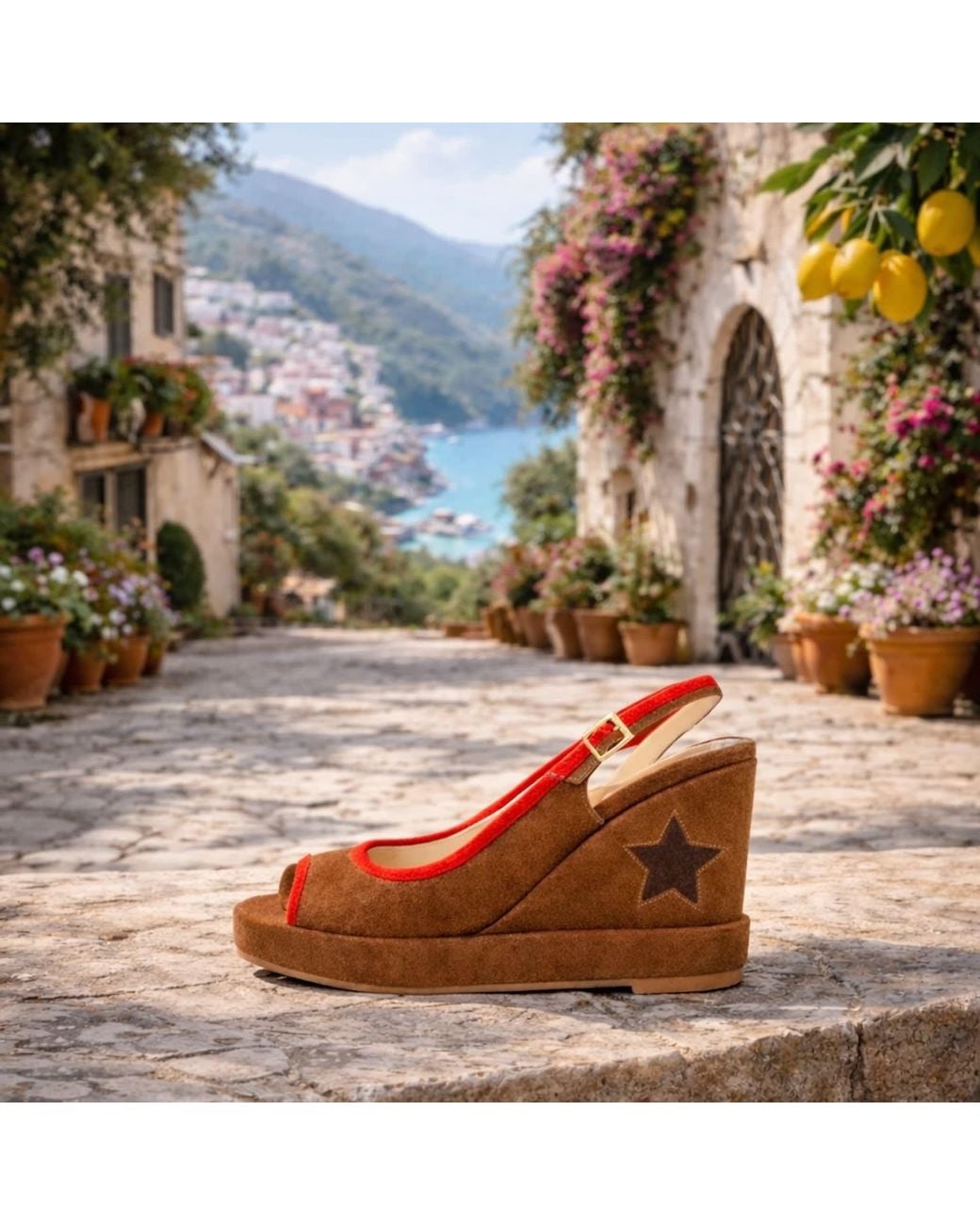 Rosamund Muir London Red Davinia & Suede With Star Wedges