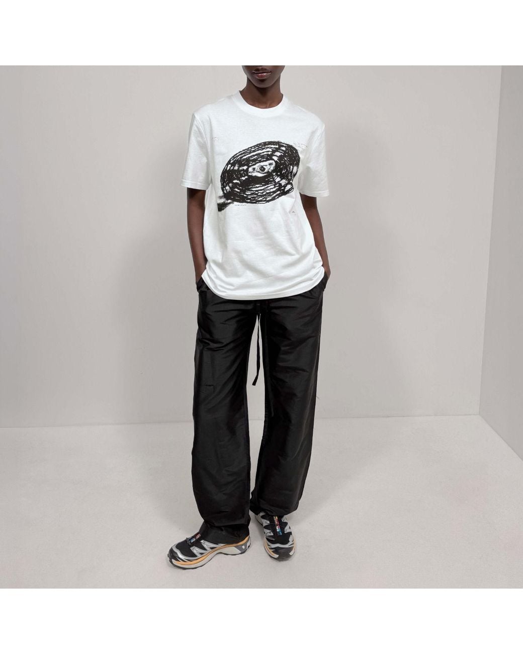 Heidi Stutt Black Vinyl Print Cotton-Jersey T-Shirt