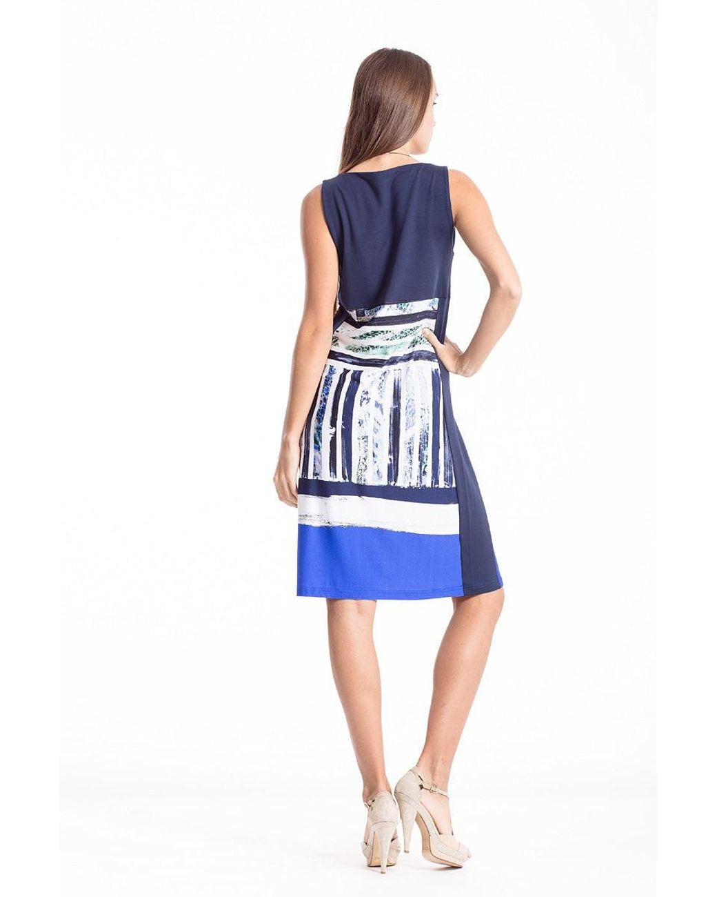 Conquista Blue Sleeveless A Line Dress