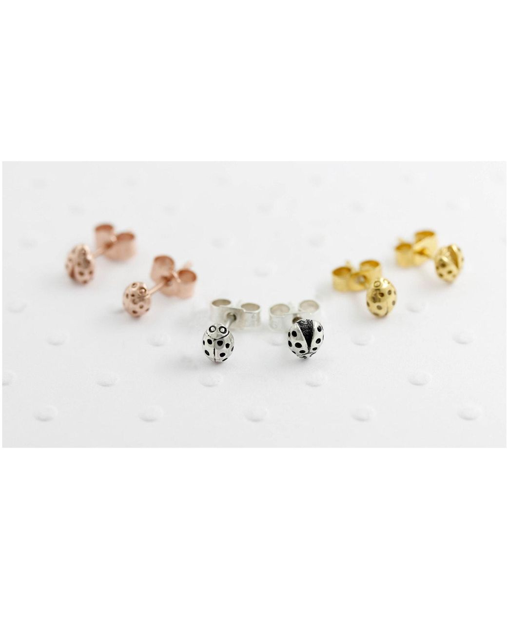 Lee Renee Metallic Ladybird Stud Earrings/wings Closed Silver