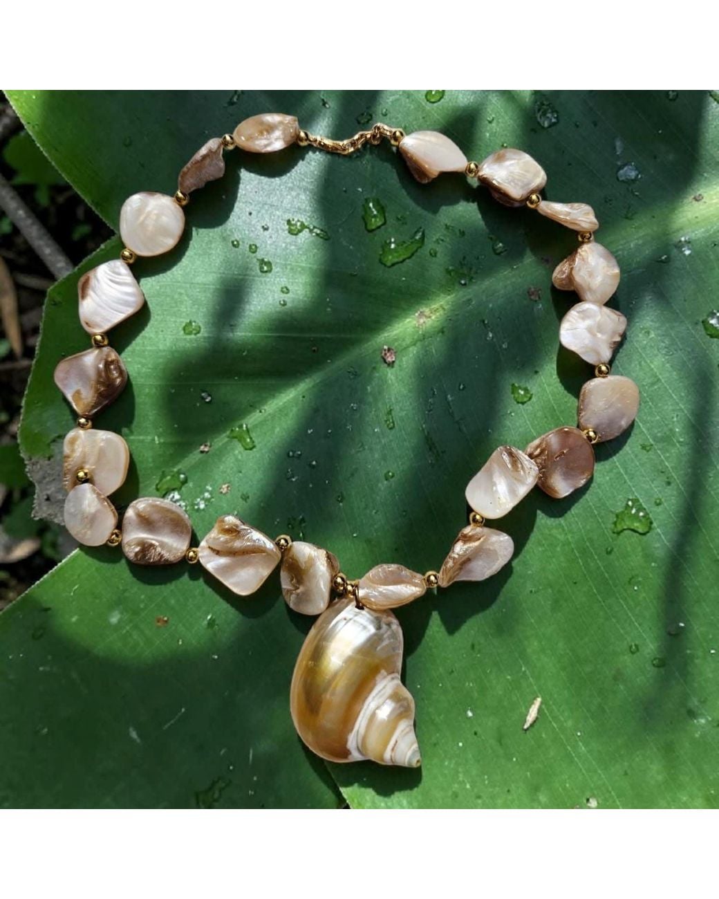 OhSun Metallic Neutrals Anse Shell Necklace