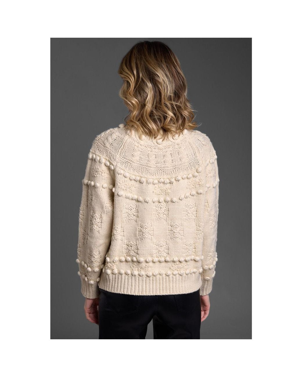 Saachi Natural Textured Pom Pom Sweater
