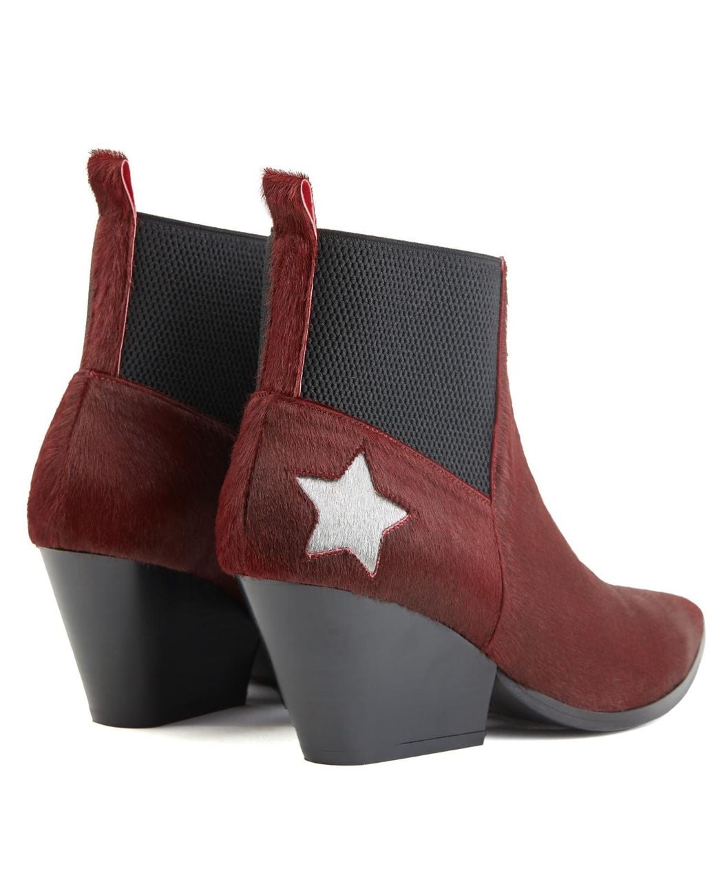 Rosamund Muir London Red Felixa Burgundy Calf Hair With Star Ankle Boots