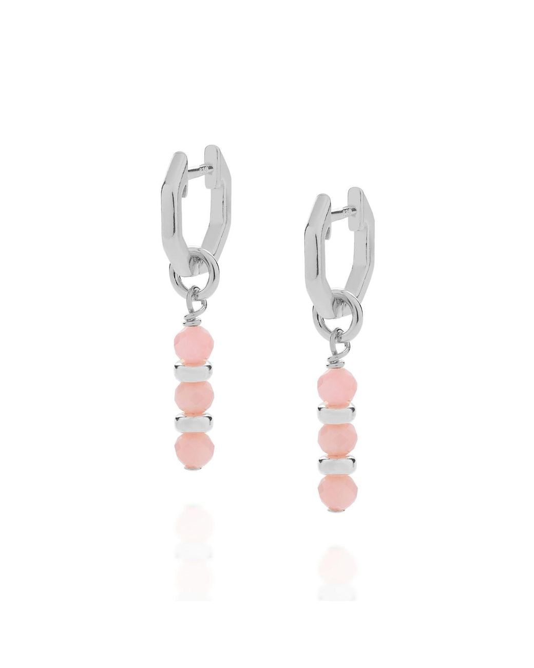 Nellou Jewellery Multicolor Linear Huggie Birthstone Earrings October Sterling