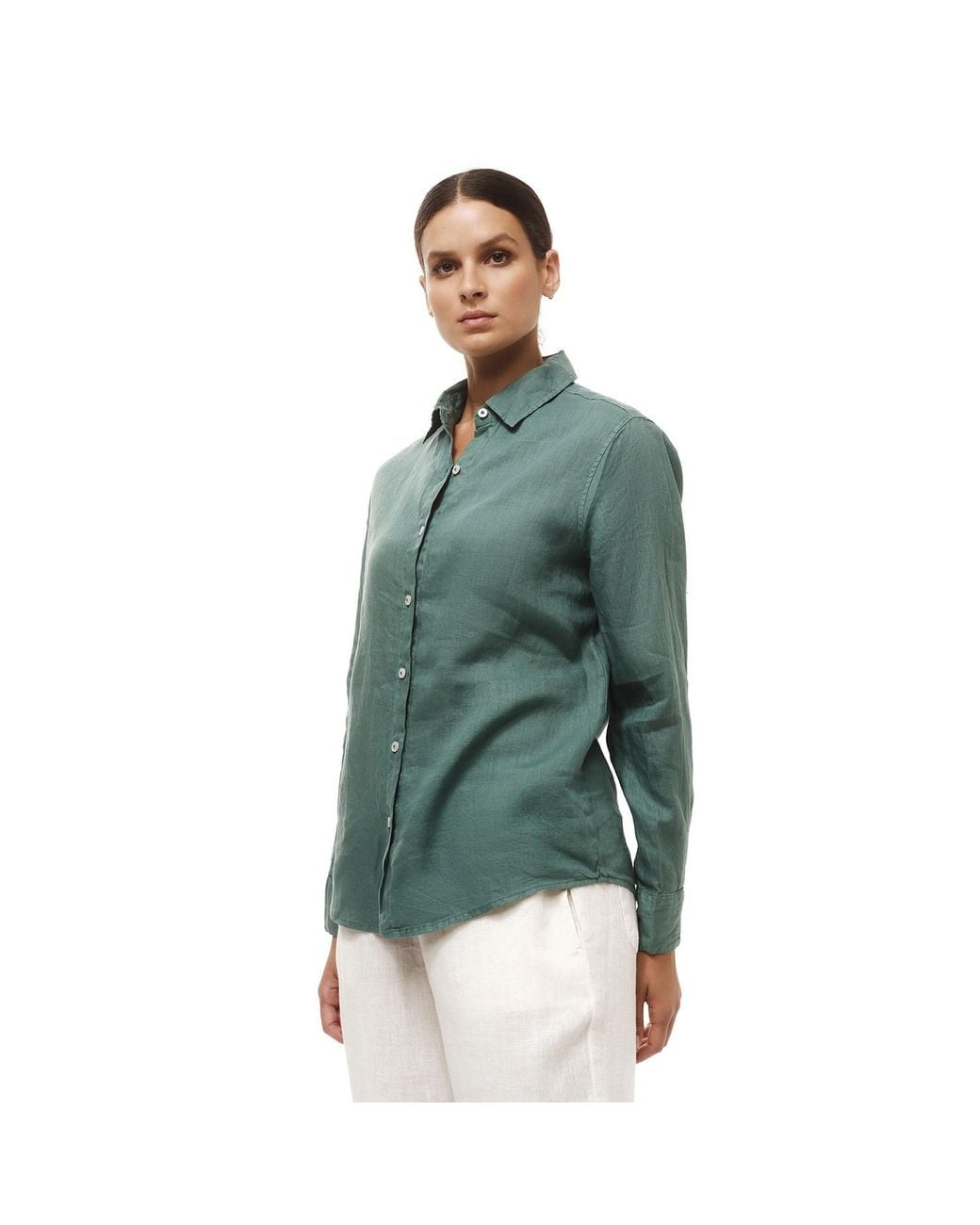 Haris Cotton Blue Solid Linen Shirt With Long Sleeved